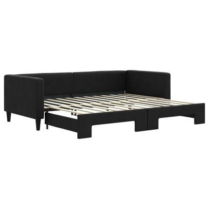 Divano Letto con Letto Estraibile Nero 90x200 cm in Tessuto