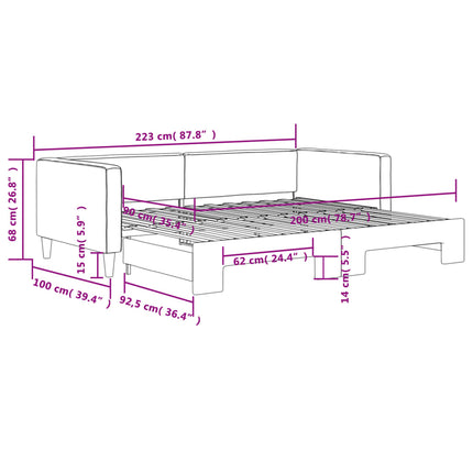 Divano Letto con Letto Estraibile Tortora 90x200 cm in Tessuto