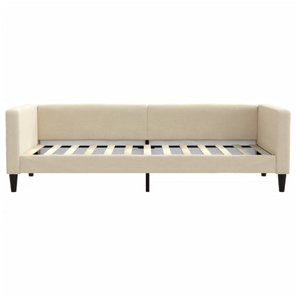 Divano Letto con Letto Estraibile Crema 90x200 cm in Tessuto