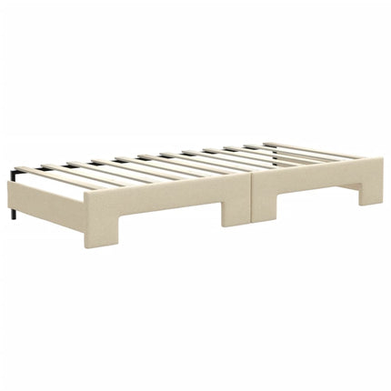 Divano Letto con Letto Estraibile Crema 90x200 cm in Tessuto