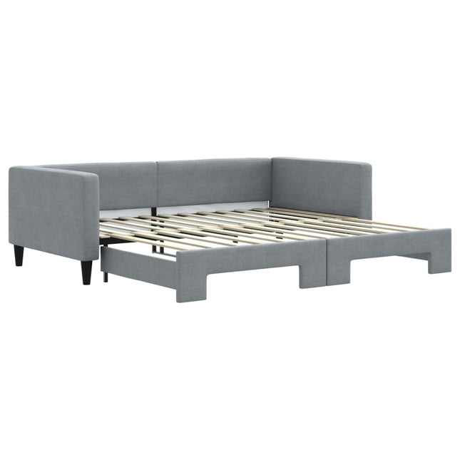 Divano Letto con Letto Estraibile Grigio Chiaro 100x200 Tessuto