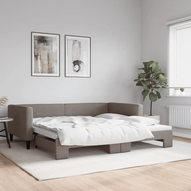 Divano Letto con Letto Estraibile Tortora 100x200 cm in Tessuto