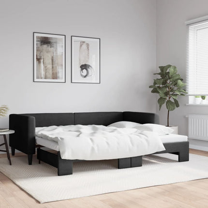 Divano Letto con Letto Estraibile Nero 90x190 cm in Tessuto