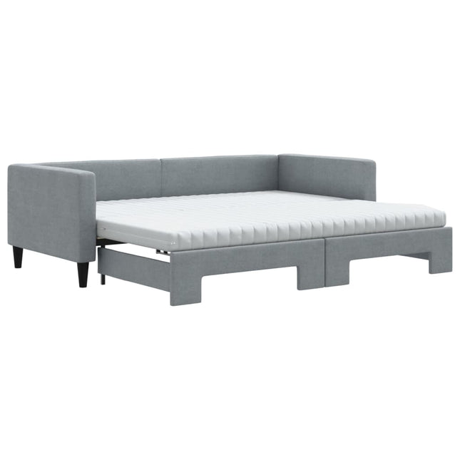 Divano Letto Estraibile Materassi Grigio Chiaro 90x200 Tessuto
