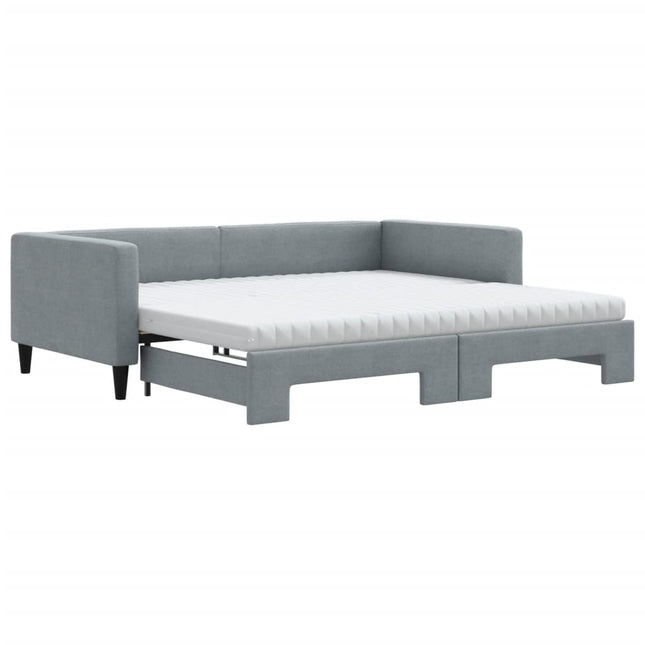 Divano Letto Estraibile Materassi Grigio Chiaro 100x200 Tessuto