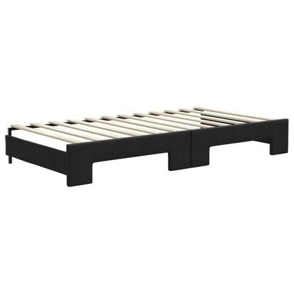 Divano Letto Estraibile con Materassi Nero 100x200 cm Tessuto