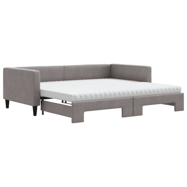 Divano Letto Estraibile con Materassi Tortora 100x200cm Tessuto