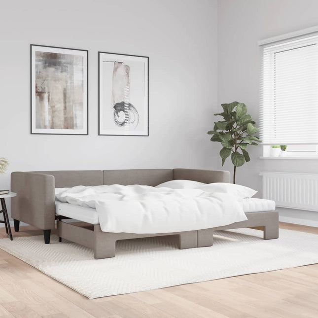 Divano Letto Estraibile con Materassi Tortora 100x200cm Tessuto