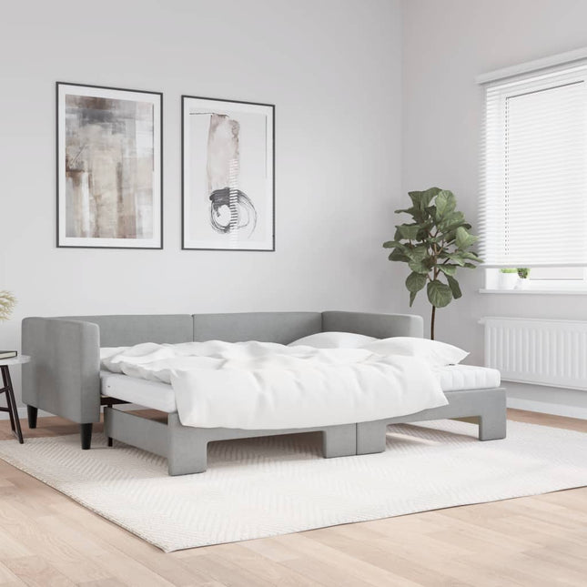 Divano Letto Estraibile Materassi Grigio Chiaro 90x190 Tessuto