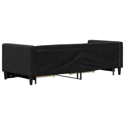 Divano Letto Estraibile con Cassetti Nero 80x200 cm in Tessuto