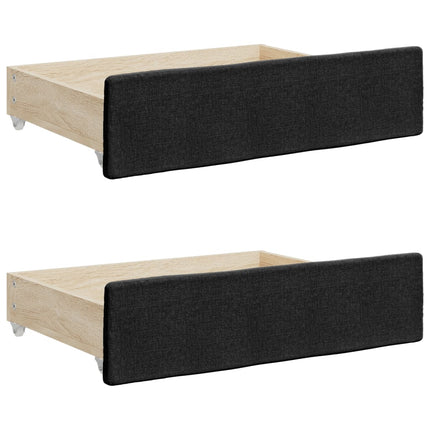 Divano Letto Estraibile con Cassetti Nero 80x200 cm in Tessuto