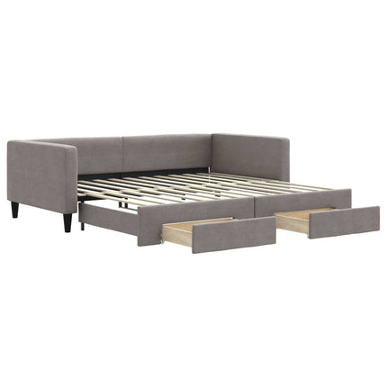 Divano Letto Estraibile con Cassetti Tortora 100x200 cm Tessuto
