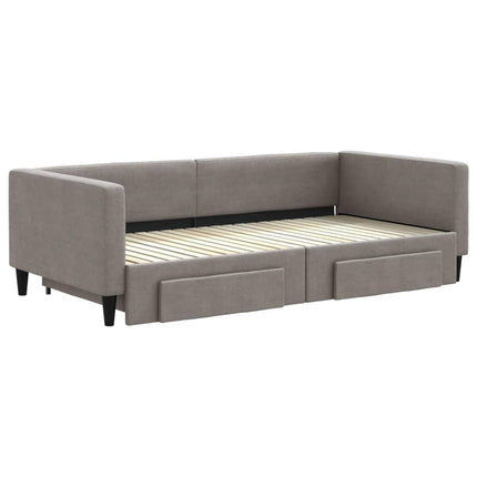 Divano Letto Estraibile con Cassetti Tortora 100x200 cm Tessuto