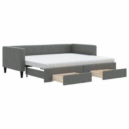 Divano Letto Estraibile Cassetti Grigio Scuro 90x200cm Tessuto