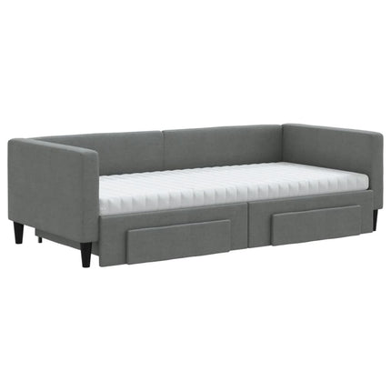 Divano Letto Estraibile Cassetti Grigio Scuro 90x200cm Tessuto