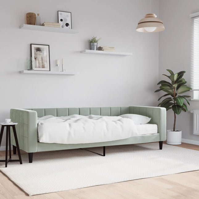 Divano Letto con Materasso Grigio Chiaro 80x200 cm in Velluto