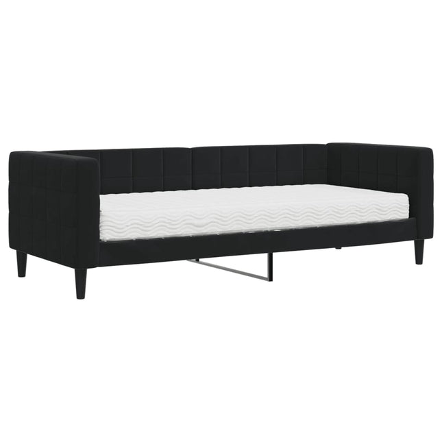 Divano Letto con Materasso Nero 80x200 cm in Velluto