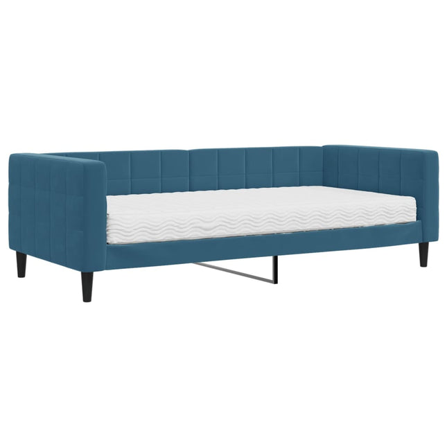 Divano Letto con Materasso Blu 90x200 cm in Velluto