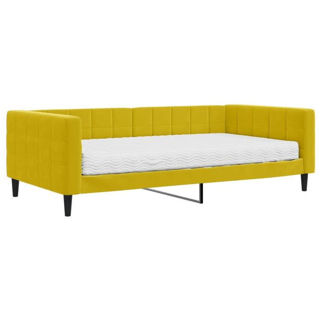 Divano Letto con Materasso Giallo 100x200 cm in Velluto