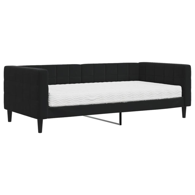 Divano Letto con Materasso Nero 90x190 cm in Velluto