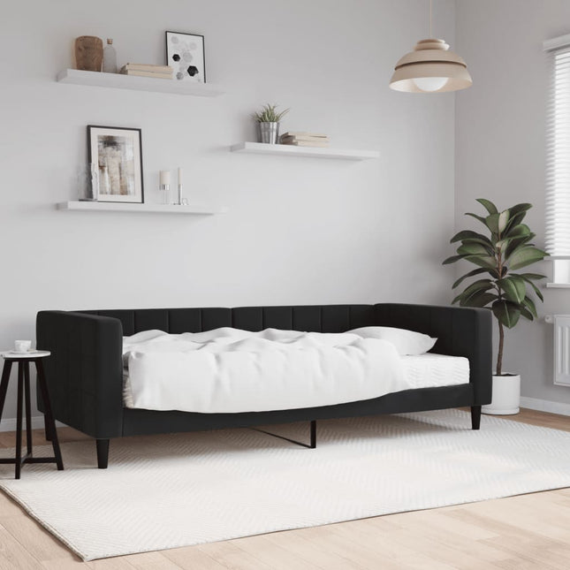 Divano Letto con Materasso Nero 90x190 cm in Velluto