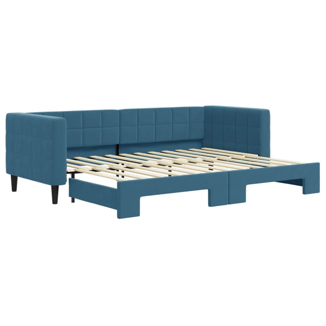 Divano Letto con Letto Estraibile Blu 80x200 cm in Velluto