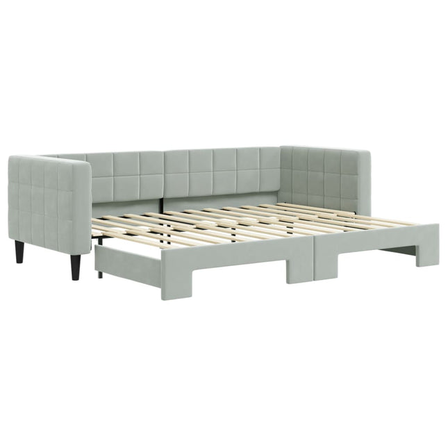 Divano Letto con Letto Estraibile Grigio Chiaro 80x200 Velluto