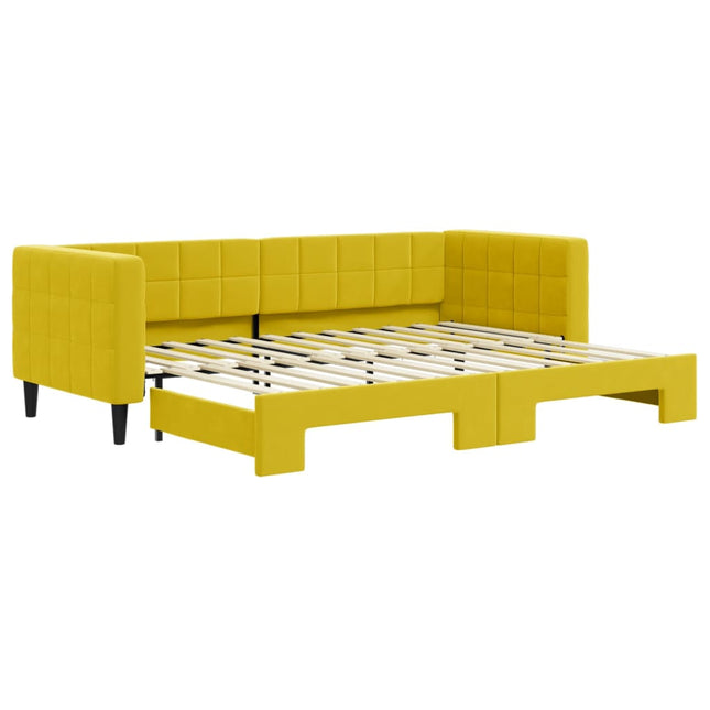 Divano Letto con Letto Estraibile Giallo 80x200 cm in Velluto