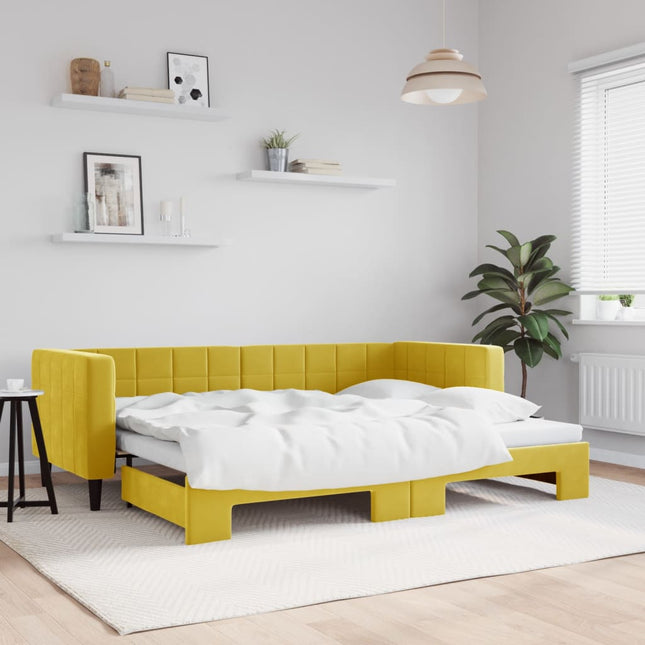 Divano Letto con Letto Estraibile Giallo 80x200 cm in Velluto
