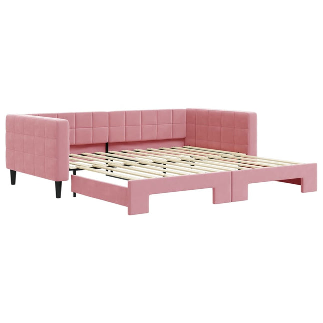 Divano Letto con Letto Estraibile Rosa 100x200 cm in Velluto