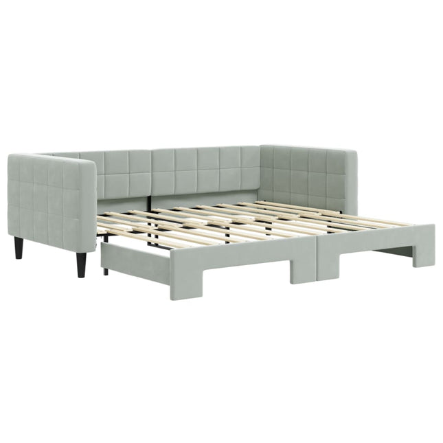 Divano Letto con Letto Estraibile Grigio Chiaro 90x190 Velluto