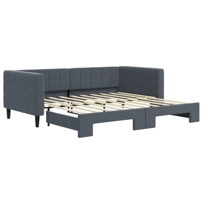 Divano Letto con Letto Estraibile Grigio Scuro 90x190cm Velluto