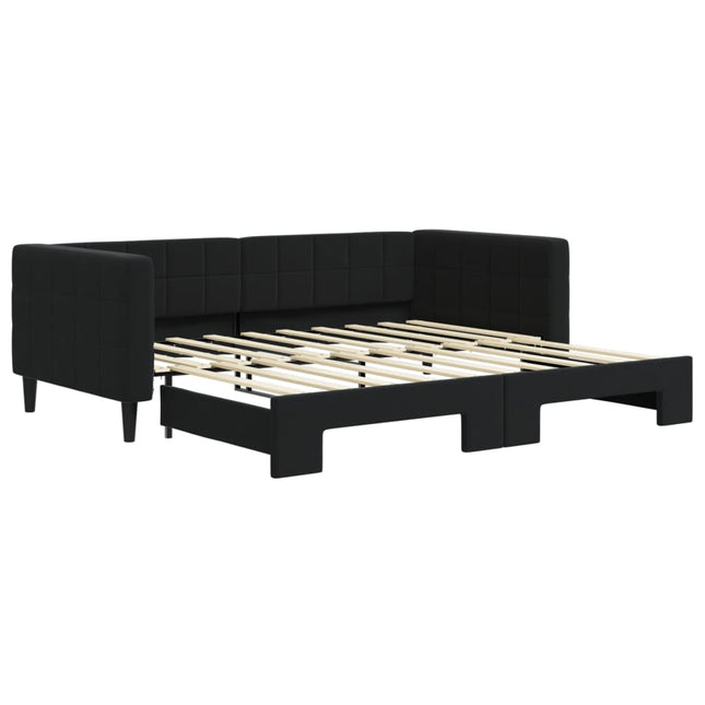 Divano Letto con Letto Estraibile Nero 90x190 cm in Velluto