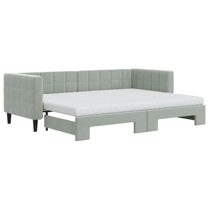 Divano Letto Estraibile Materassi Grigio Chiaro 80x200 Velluto