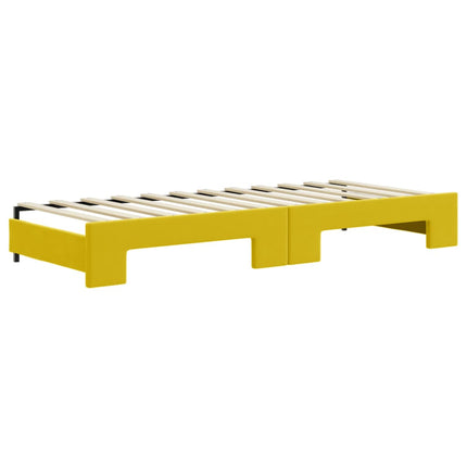 Divano Letto Estraibile con Materassi Giallo 80x200 cm Velluto