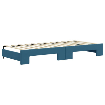 Divano Letto Estraibile con Materassi Blu 90x200 cm Velluto