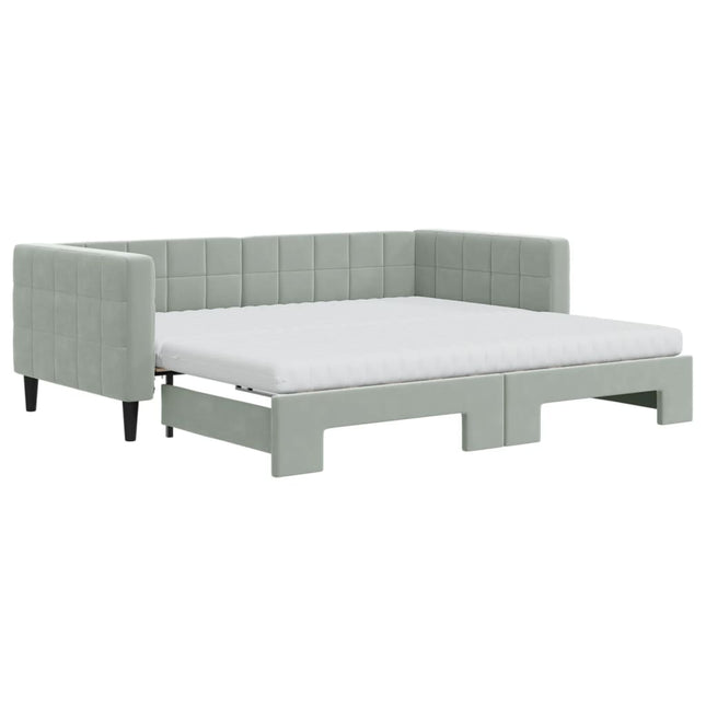 Divano Letto Estraibile Materassi Grigio Chiaro 90x190 Velluto