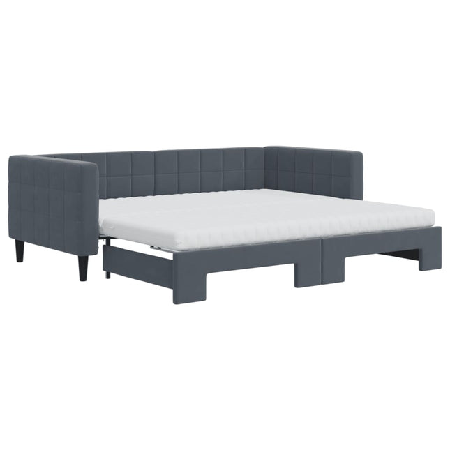 Divano Letto Estraibile Materassi Grigio Scuro 90x190cm Velluto