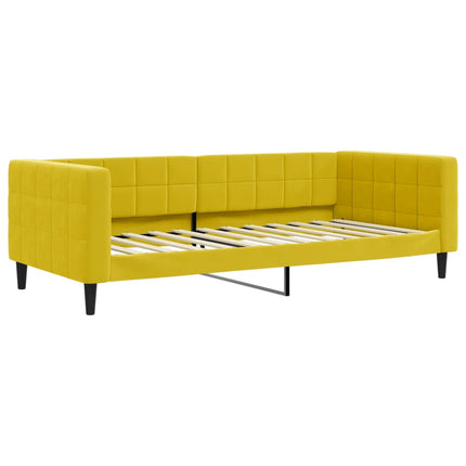 Divano Letto Estraibile con Cassetti Giallo 90x200cm in Velluto