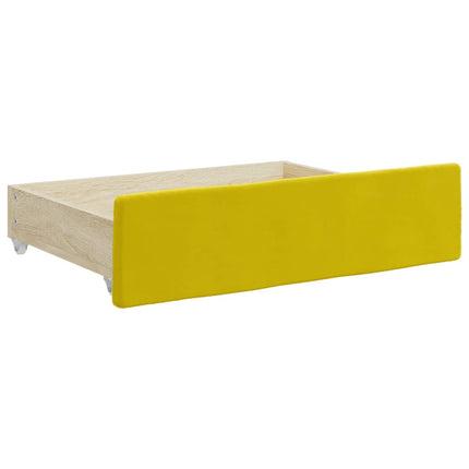 Divano Letto Estraibile con Cassetti Giallo 90x200cm in Velluto