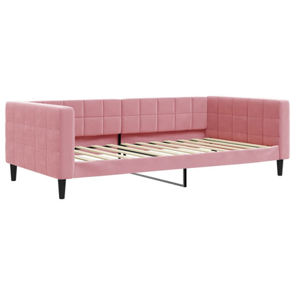 Divano Letto Estraibile con Cassetti Rosa 100x200 cm Velluto