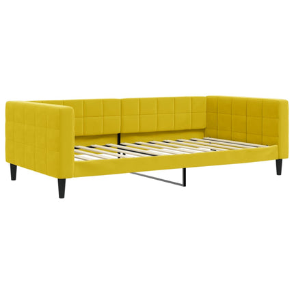 Divano Letto Estraibile con Cassetti Giallo 100x200cm Velluto
