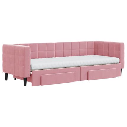 Divano Letto Estraibile con Cassetti Rosa 80x200 cm Velluto