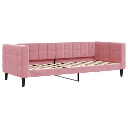 Divano Letto Estraibile con Cassetti Rosa 80x200 cm Velluto