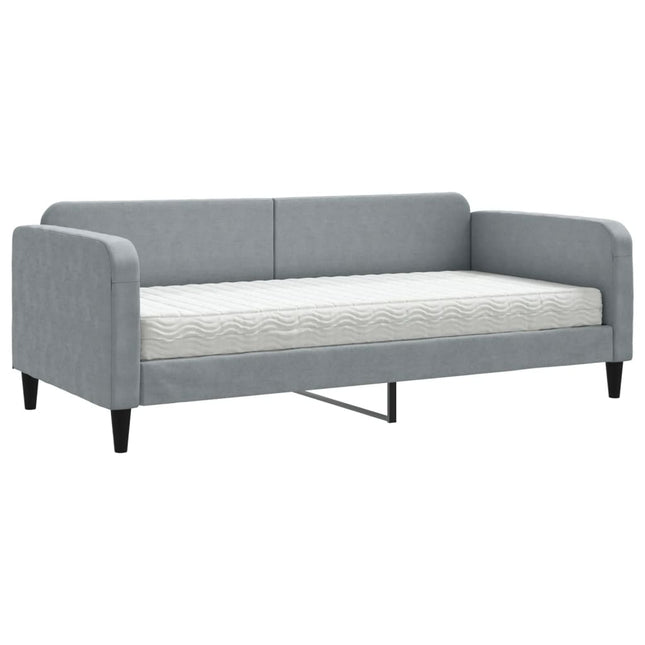 Divano Letto con Materasso Grigio Chiaro 90x200 cm in Tessuto