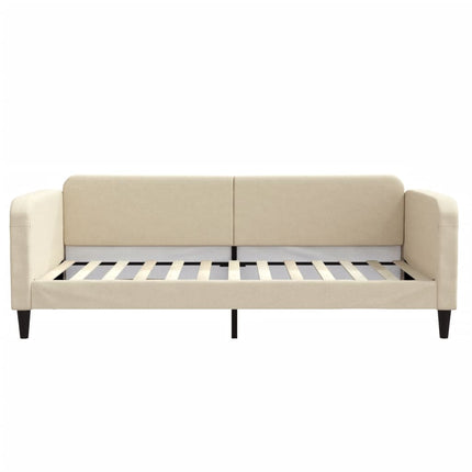 Divano Letto con Materasso Crema 100x200 cm in Tessuto