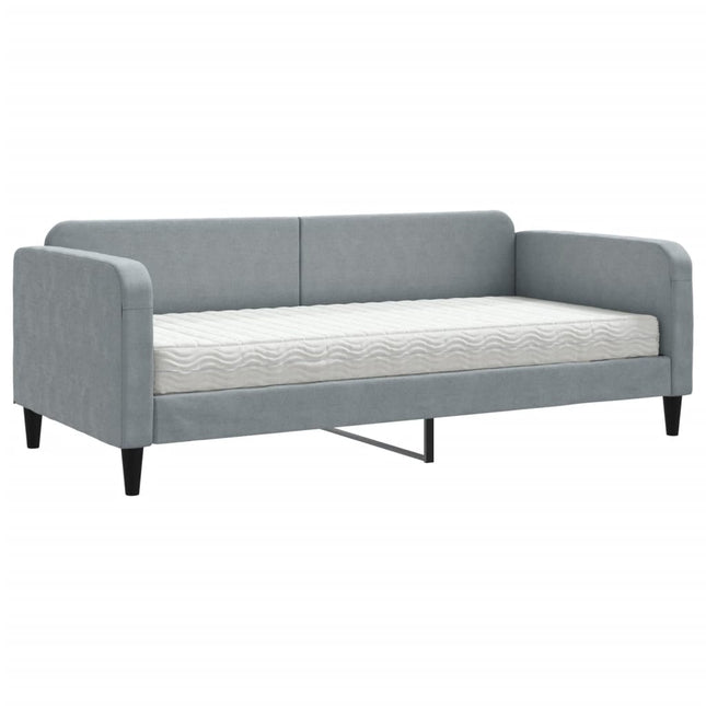 Divano Letto con Materasso Grigio Chiaro 90x190 cm in Tessuto