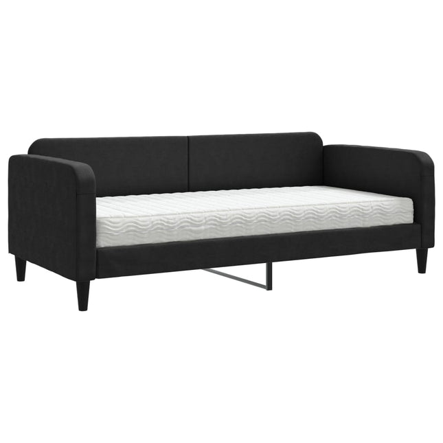 Divano Letto con Materasso Nero 90x190 cm in Tessuto