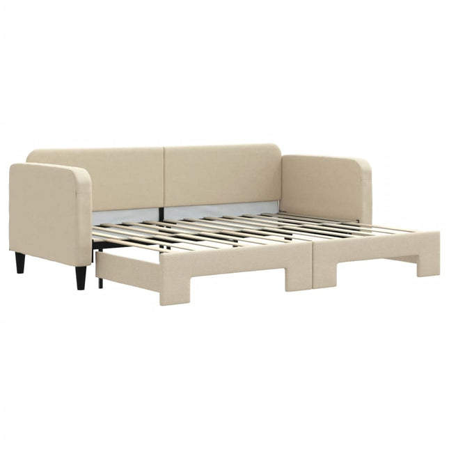Divano Letto con Letto Estraibile Crema 80x200 cm Tessuto