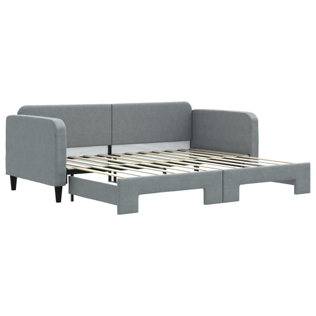 Divano Letto con Letto Estraibile Grigio Chiaro 90x200 Tessuto